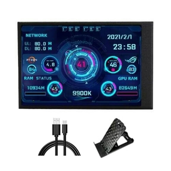 Portable Computer Monitor 3.5Inch Type C Wide 178° Viewing Angle Metal Frame Auxiliary Display