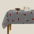 thumbnail image 3 of Wukai Ladybugs on Black and White Striped Waterproof Tablecloth for Kitchen Dining, Fits Square Tables for 2-4 Seats -60"x60", 3 of 7