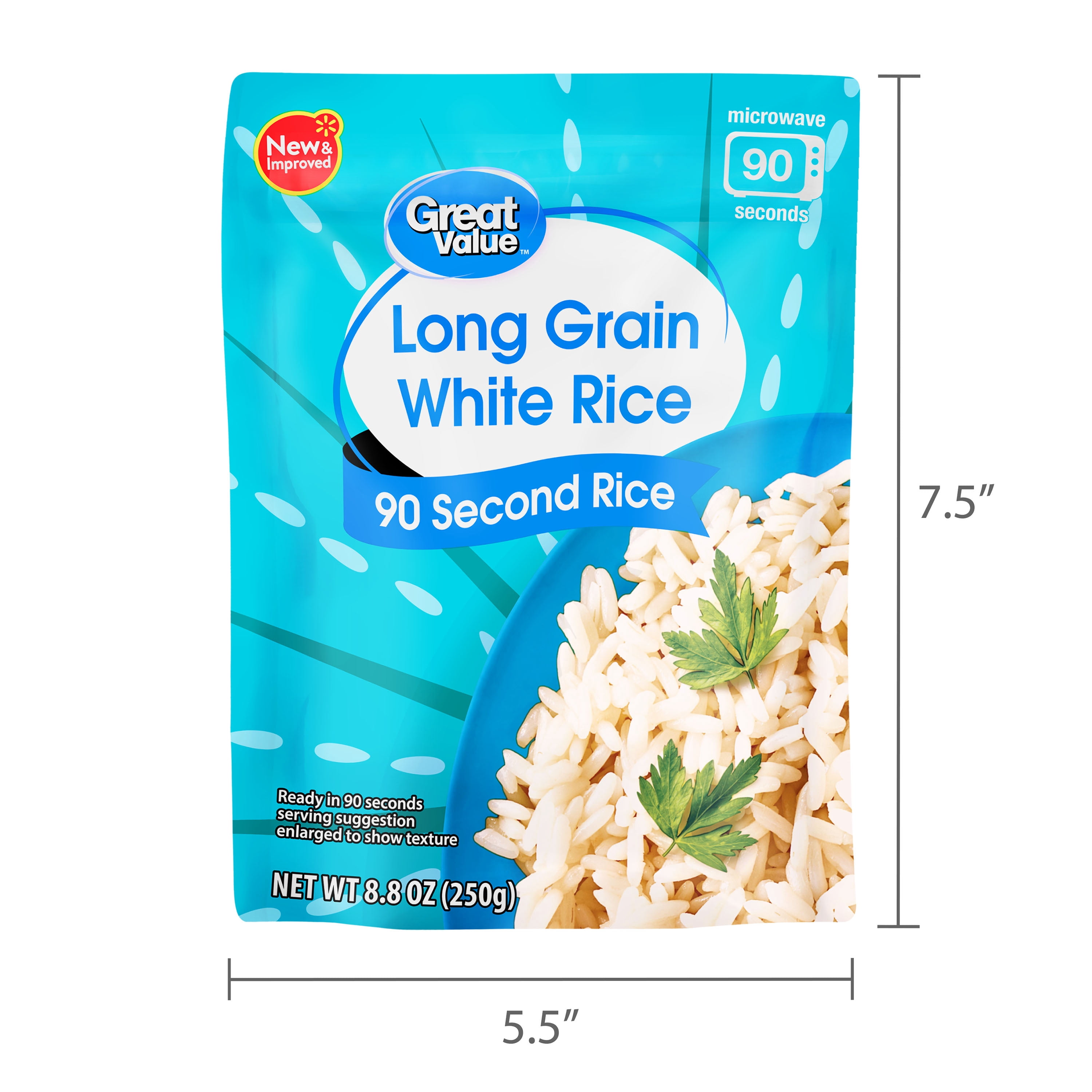 Great Value Ready-to-Heat 90-Second Long Grain White Rice Pouch, 8.8 oz