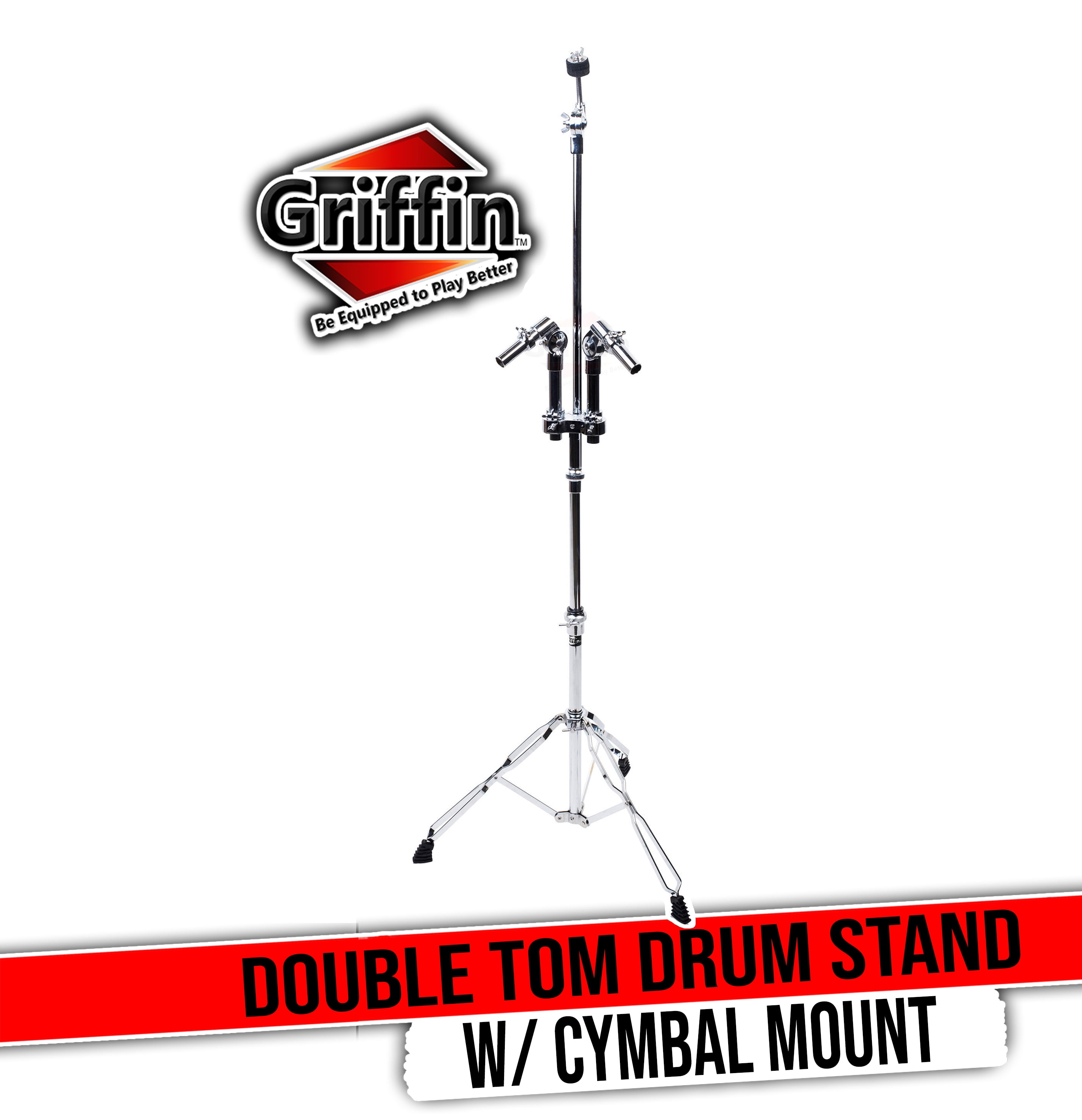 Griffin Double Tom Drum Stand with Cymbal Arm Percussion Set Hardware