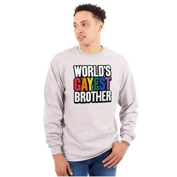 Worlds Gayest Brother Sibling Pride Men's Long Sleeve Tee T Shirt Brisco Brands L