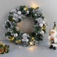 thumbnail image 2 of QUTETN Plastic Decorated Clear Prelit LED String Lights Decors Battery Operated Christmas Wreath  15.7” (Green), 2 of 7