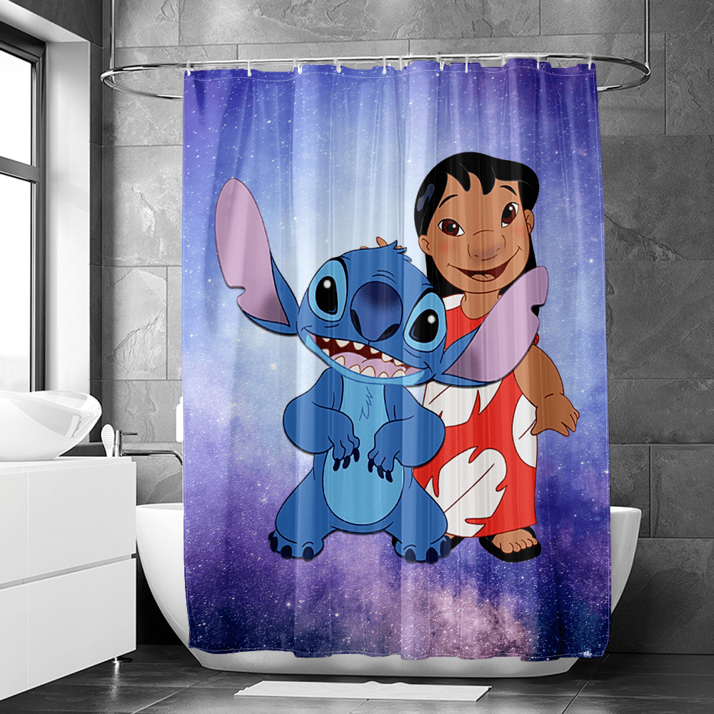 Lilo & Stitch Waterproof Fabric Shower Curtain for Bathroom,Lilo