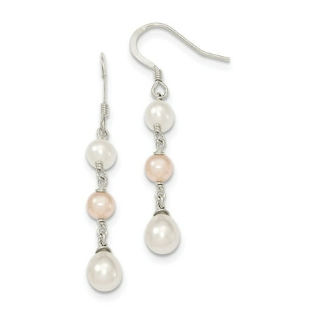 Freshwater Pearl Shepherd Hook - Sterling Silver Shepherd hook Freshwater Cultured Pearl Dangle Earrings