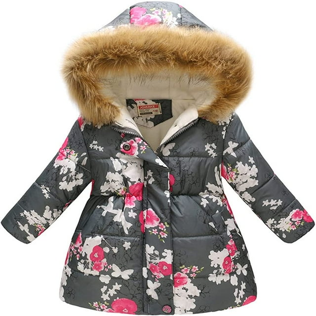 Veste Matelassée pour Enfants Garçons et Filles Imprimé Mode Dessin Animé Grand Garçon Long Col à Capuche Veste Matelassée