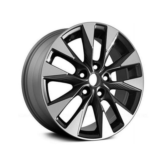 Aluminum Wheel - Machined Dark Bluish Charcoal Metallic - 17 x 6.5 Inch - 10-Spoke - 5-Lug - Compatible with 2016 - 2019 Nissan Sentra 2017 2018