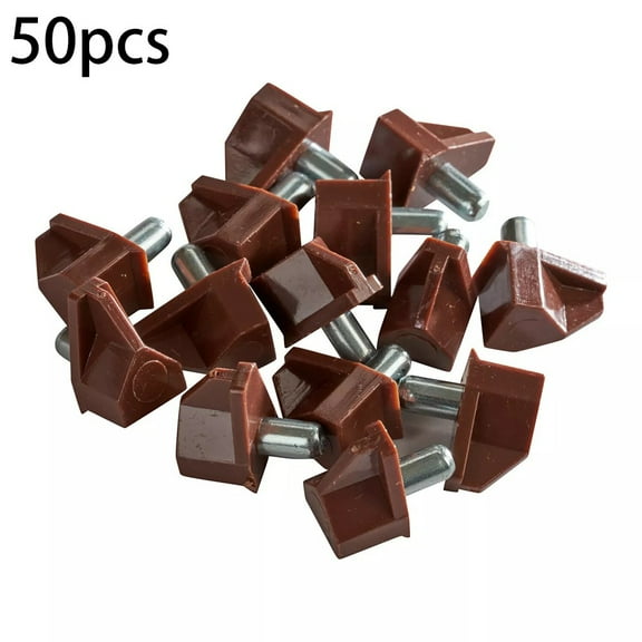 Brown Shelf Support Pins Pack of 50 5MM Diameter for Cabinets and Book Shelves