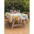 thumbnail image 3 of Outdoor Tablecloth with Umbrella Hole for Patio/Picnic/Party/Camping, Spring Floral Waterproof Table Cloth Rectangle Table Cover Washable, Hydrangea Sunflowers Butterflies Watercolor (60"x 102"), 3 of 8