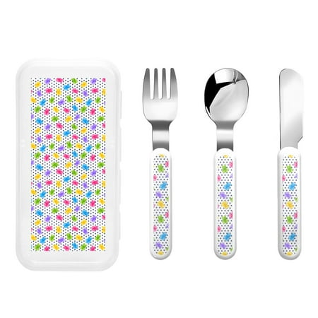 

Matuu Bear And Polka Dot for Stainless Steel Kids Cutlery and Toddler Flatware Kids Utensil Set includes Knives Forks Spoons Ideal for Home and Preschools