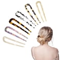thumbnail image 2 of Xinwanna Updo Hair Stick U-Shaped Acrylic Bun Hairpin Acrylic Secure Fixation Hair Stick Women Hair Styling Tool (Light Brown), 2 of 13