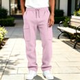 thumbnail image 5 of BXJX Boys Cargo Pants, Fall Casual Elastic Waist Multi Pocket Waffle Knit Trousers Pink Size 9-10 T, 5 of 8