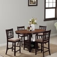 thumbnail image 5 of Benjara Dual Tone Counter Height Dining Table With Storage Base- Brown, 5 of 8