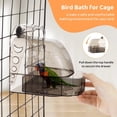 thumbnail image 2 of Baño pájaros jaula, bañera transparente cajón inferior, ducha espaciosa loros, periquitos, suministros limpieza fugas pájaros pequeños medianos, caja baño colgante pájaros, comedero jaula pájaros, 2 of 5