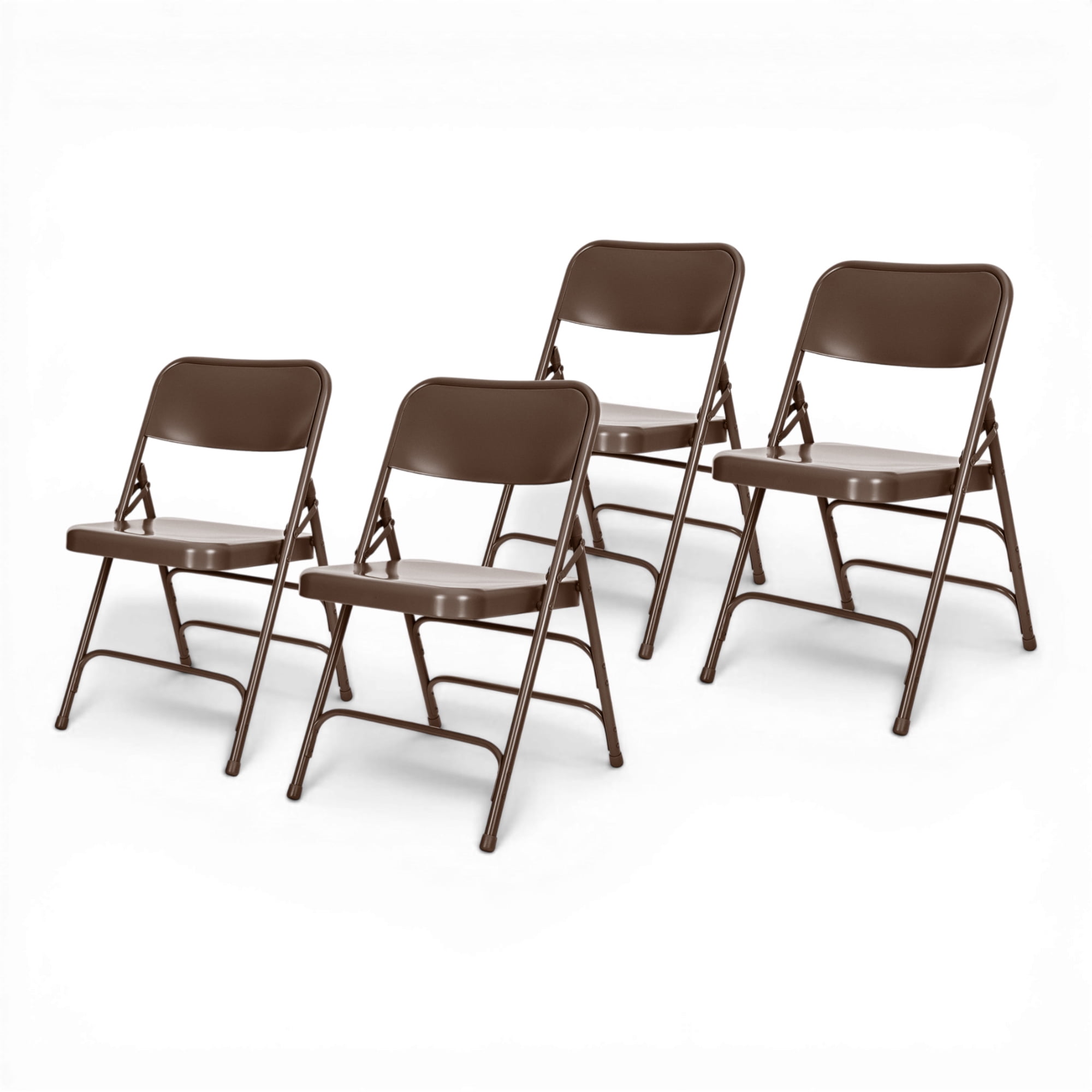 Hampden Furnishings Bernadine Collection All Metal Triple Brace Folding Chair, Brown, Pack of 4