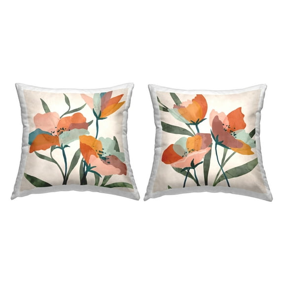 Stupell Industries Modern Vivid Blocked Flower Petal Botanicals Design by Nina Blue Throw Pillow (set of 2)