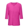 thumbnail image 6 of RQYYD Plus Size Tops for Women V Neck 3/4 Sleeve T Shirts Casual Loose Fit Tunic Blouses for Fall Summer, 6 of 6