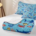 thumbnail image 4 of Manfei Cartoon Shark Quilt Full, Ocean Coral Crab Full Bedspread Sets, Blue, 3pcs, 1 Coverlet and 2 Pillowcases, 4 of 7
