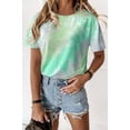 thumbnail image 2 of Camiseta de mujer Cuello redondo Manga corta Tie-dye Printed Casual Top, Azul cielo, XXL seitruly AP000470-30, 2 of 7