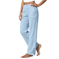 thumbnail image 5 of Linen Pants Women Cotton Linen Pants Comfy Elastic Waist Lounge Pants Lightweight Mid Rise Trousers Trendy Summer Straight Leg Linen Pants, 5 of 7