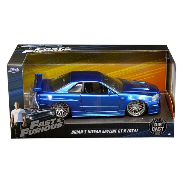 Brian S Nissan Gtr Skyline R34 Blue Fast Furious Movie 1 24 Diecast Model Car By Jada Walmart Com