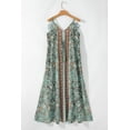 thumbnail image 5 of Women's Green Floral Print V Neck Ruffled Trim Backless Maxi Dress with Tassel Waist | [ZhiHiMeRi] | (US 12-14)L, 5 of 12