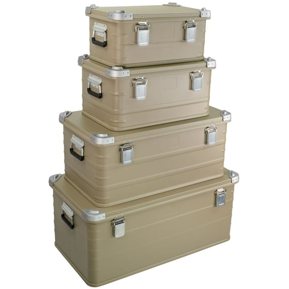 Crossover Aluminum Overland Storage, Trunk, Metal Cargo Case, Storage Box (4PC Combo, Tan) 30L, 50L, 95, 147L