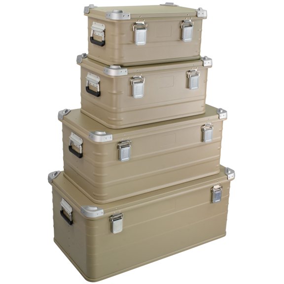 Crossover Aluminum Overland Storage, Trunk, Metal Cargo Case, Storage Box (4PC Combo, Tan) 30L, 50L, 95, 147L