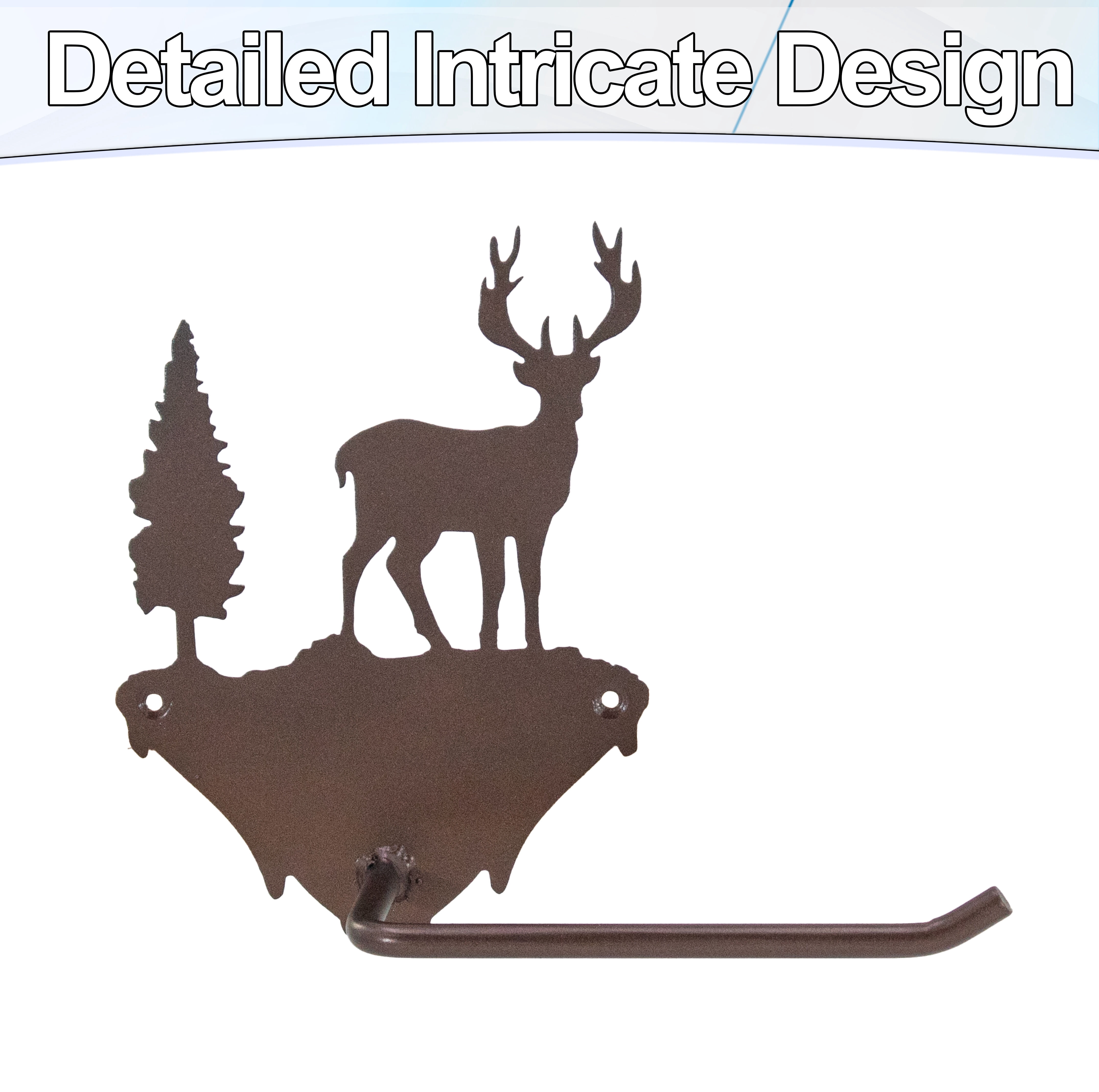Rustic Toilet Paper Holder Wall Mount – Deer Design Bronze Metal for Farmhouse Cabin Decor