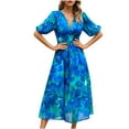 thumbnail image 1 of Mefallenssiah Women'S Temperament Commuting Printing V-Neck Dress, 1 of 2