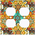 thumbnail image 3 of Metal Light Switch Plate Cover Colorful Flower Mandala Tile Pattern MDL018, 3 of 13