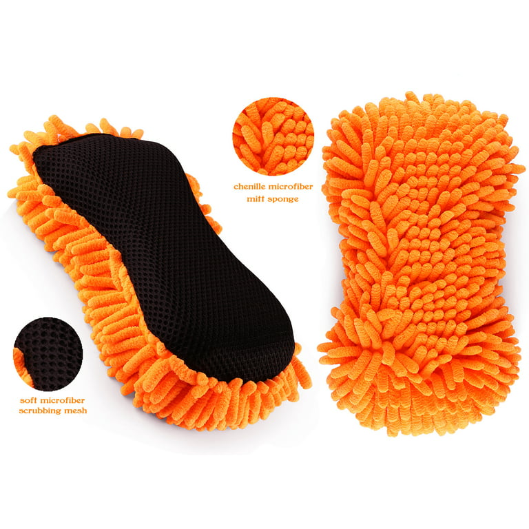 Car Wash Sponge Length 9.45 x 5.1 x 2.76 in., Chenille microfiber material  colorful, 1-Piece CWS952G - The Home Depot