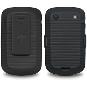 Blackberry Bold Flip Case Premium Rubberized Shell Holster Combo Slim Shell Case + Swivel Belt Clip Holster for BlackBerry Bold 9930, BlackBerry Bold 9900 - Black ()