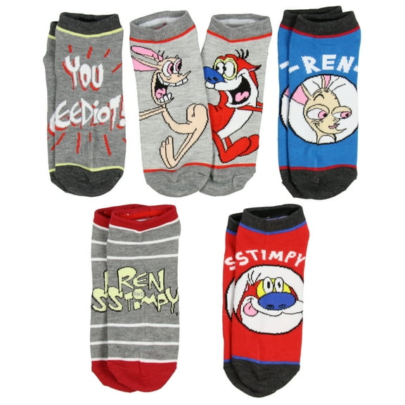 Nickelodeon Ren and Stimpy Cartoon Character Ankle No Show Socks For Men Women