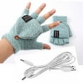 thumbnail image 4 of Guantes de invierno con dedos abiertos monocromáticos de lana de invierno cálidos y grises para hombres y mujeres con calefacción por USB, 4 of 6