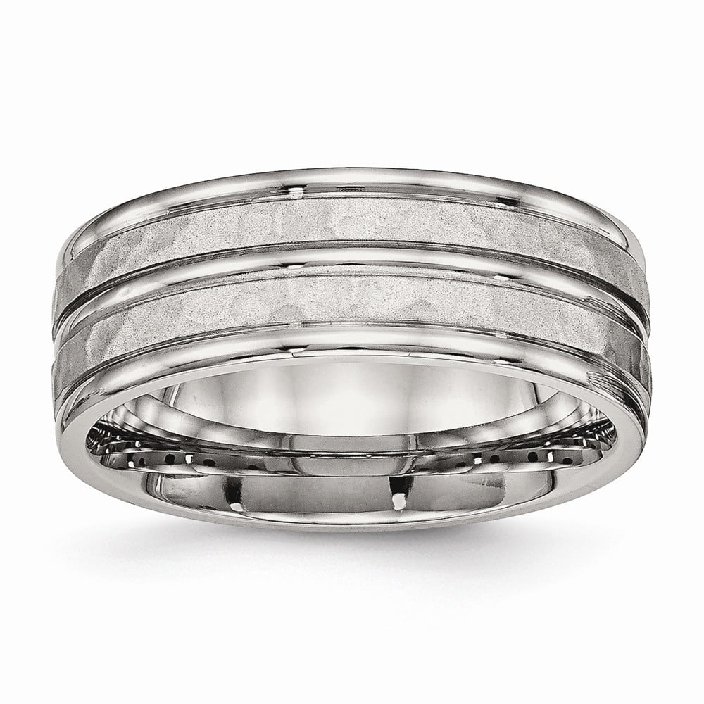 Bridal Wedding Bands Decorative Bands Stainless Steel Polished Grooved CZ Ring Size 9 Bridal Wedding Bands Decorative Bands Stainless Steel Polished Grooved CZ Ring Size 9