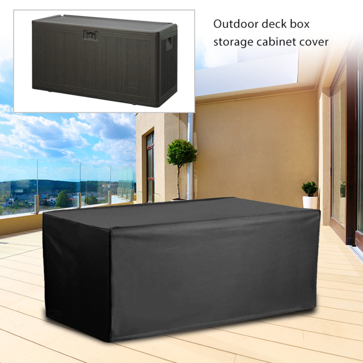 OPTUTUS Heavy Duty Deck Box Cover, Waterproof and UV Resistant Outdoor Storage Cover, Fits 62"x30"x28"