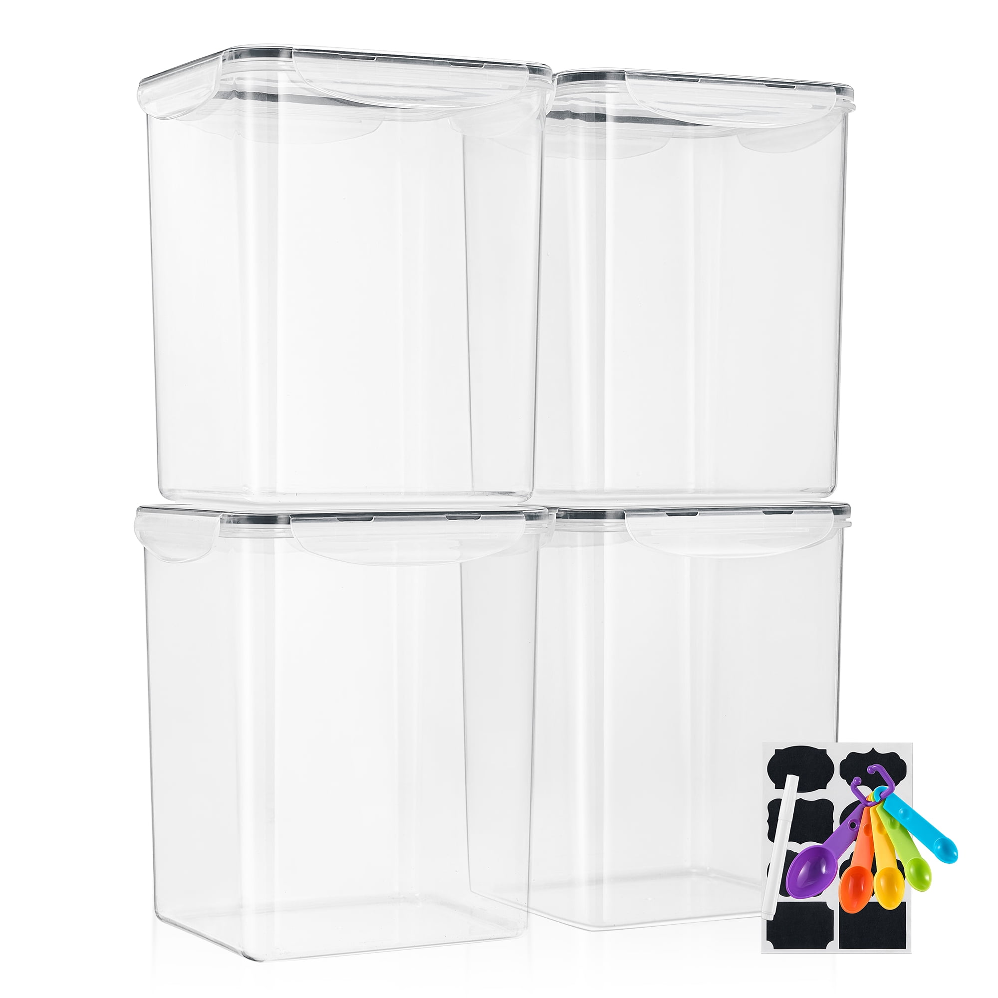 Sorbus 4 Pack Airtight Dry Food Storage Containers with Lids, Labels and Marker - Store Baking Supplies, Sugar, Flour, Rice and More - BPA Free Pantry Organization for Kitchen (Holds 5 Liters)