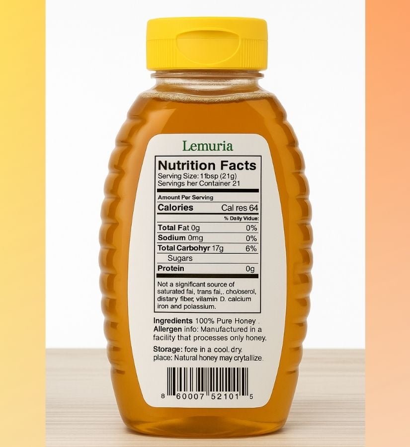 Lemuria - Pure Natural Honey – Raw Honey – 1 Lb Squeeze Bottle