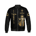 thumbnail image 2 of Custom Jesus Bomber Jacket Christian Faith Cross Religious Jacket for Men Women Believer Gift Inspirational Christian Apparel Outerwear, 2 of 9