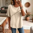 thumbnail image 6 of beishanbush Winter Sales Saving $10 Summer T Shirts Women's Linen T-Shirt,Short Sleeve Neck Loose Lightweight Casual Summer Under $15, 6 of 8