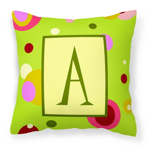 Carolines Treasures CJ1010-APW1414 Letter A Monogram - Lime Green Fabric Decorative Pillow 14Hx14W multicolor