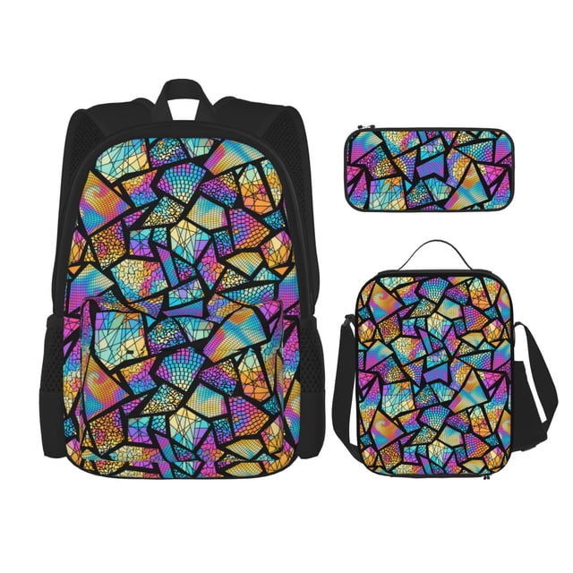 Balery Colored Glass1 Mochila escolar 3 en 1 para niños: mochila resistente con lonchera térmica y estuche para lápices. Mochila escolar para niños y niñas.