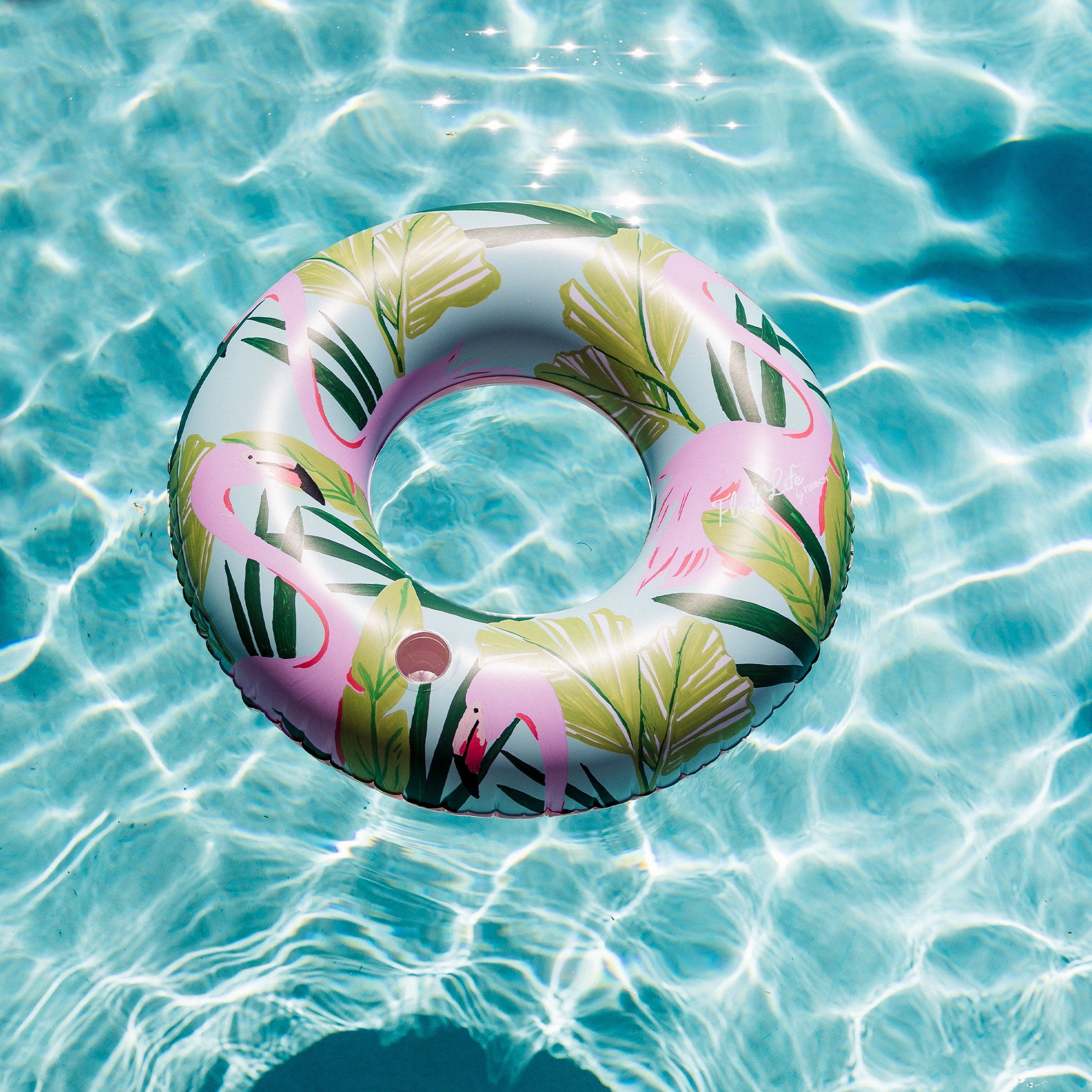 Float Life by Funboy Tropical Flamingo Pool Float, Cup-Holder, 43'' Oversized, Adults & Children