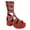 Red, variant on FSJ Women Platform Studded Mid Calf Gladiator Sandals Open Square Toe Buckle Block Heels Summer Dress Party Zipper Shoes Size 8 Brown