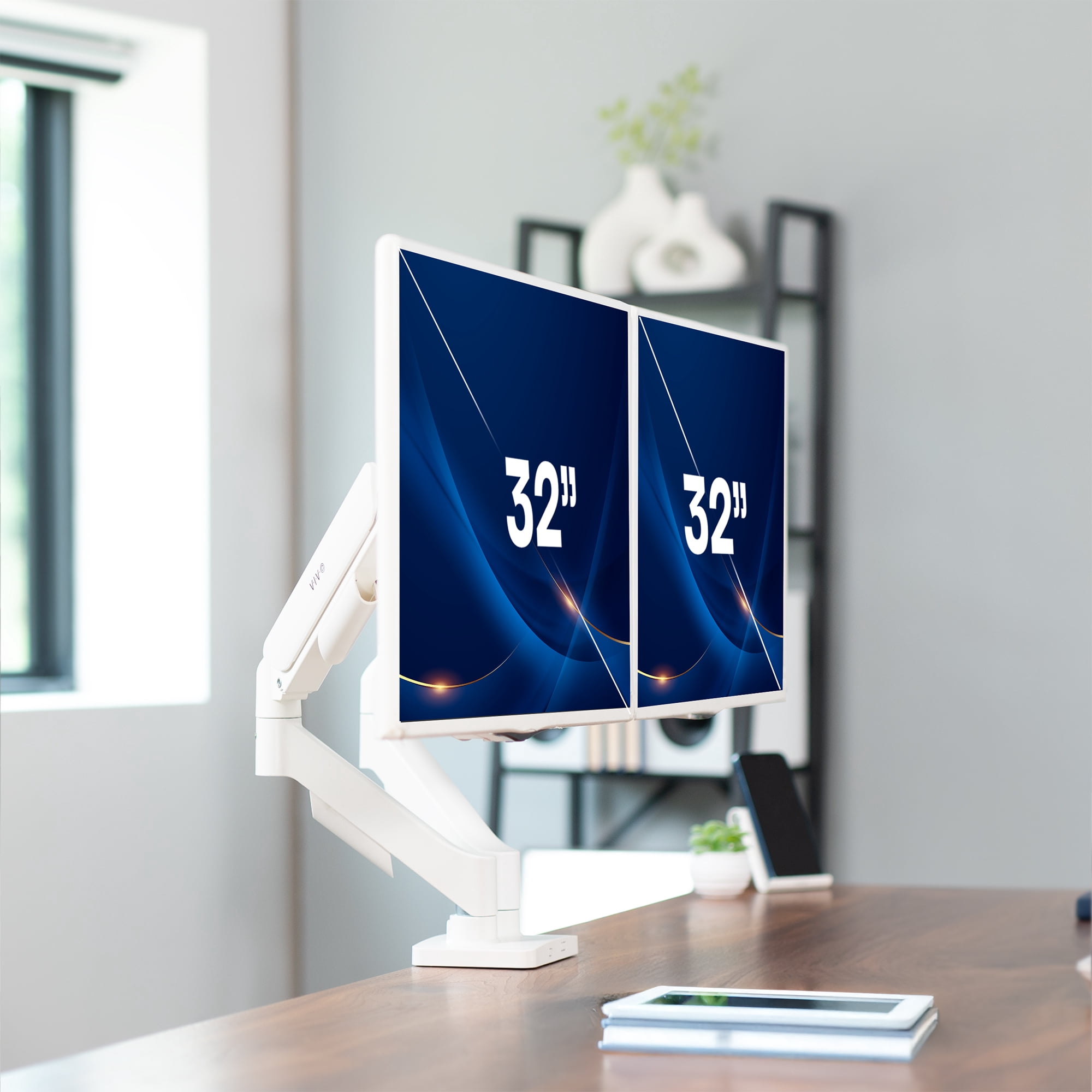 VIVO Dual Monitor Mechanical Spring Desk Mount Fits Computer Screens up to 32"