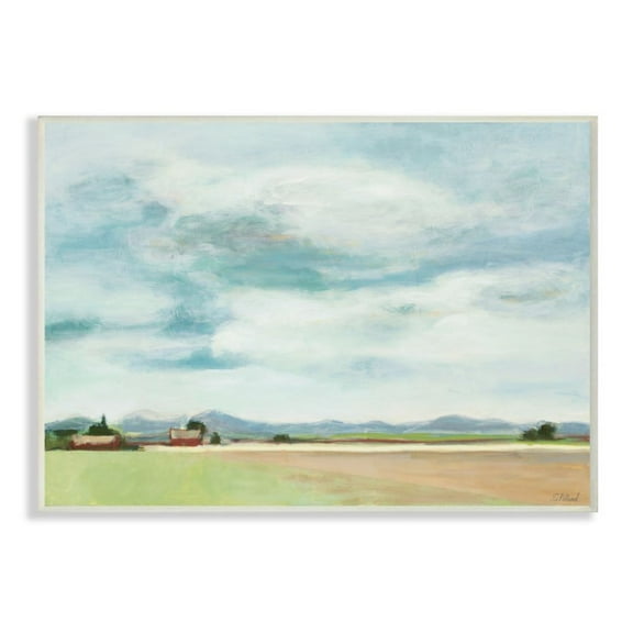 Stupell Industries Red Barn Farm Landscape Soft Blue Sky Design by Third and Wall