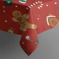 thumbnail image 5 of Red Christmas Gingerbread Man Pattern Square Tablecloth,Waterproof Square Table Cover,Wipeable Spillproof Washable Table Cover for Home Kitchen Party Decor 60"x60"(152x152cm), 5 of 6