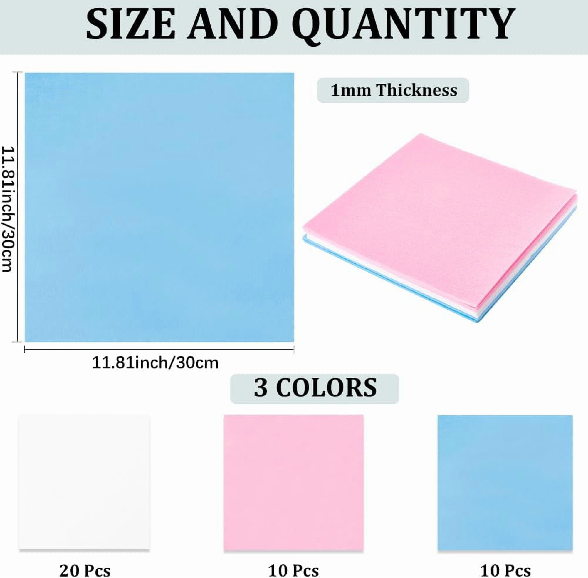 40Pcs 3 Colors Felt Fabric Sheet Squares Stiff Sheets Crafts Non Woven Felt Fabric Assorted Color for DIY Patchwork Sewing School Crafting Projects Party Decoration 12"x12"(30x30cm) 1mm Thick 1 Set