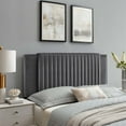 thumbnail image 2 of Headboard, Rivet Nailhead, Tufted, Twin Size, Dark Grey Gray, Velvet, Mid Century Bedroom, Modern Contemporary Boutique HB35234, 2 of 9
