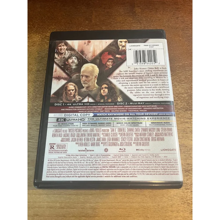 Saw X (4K + Blu-ray + Digital Copy), Starring Tobin Bell - Walmart.com